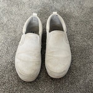Youth size 5. Plain white slip on vans.